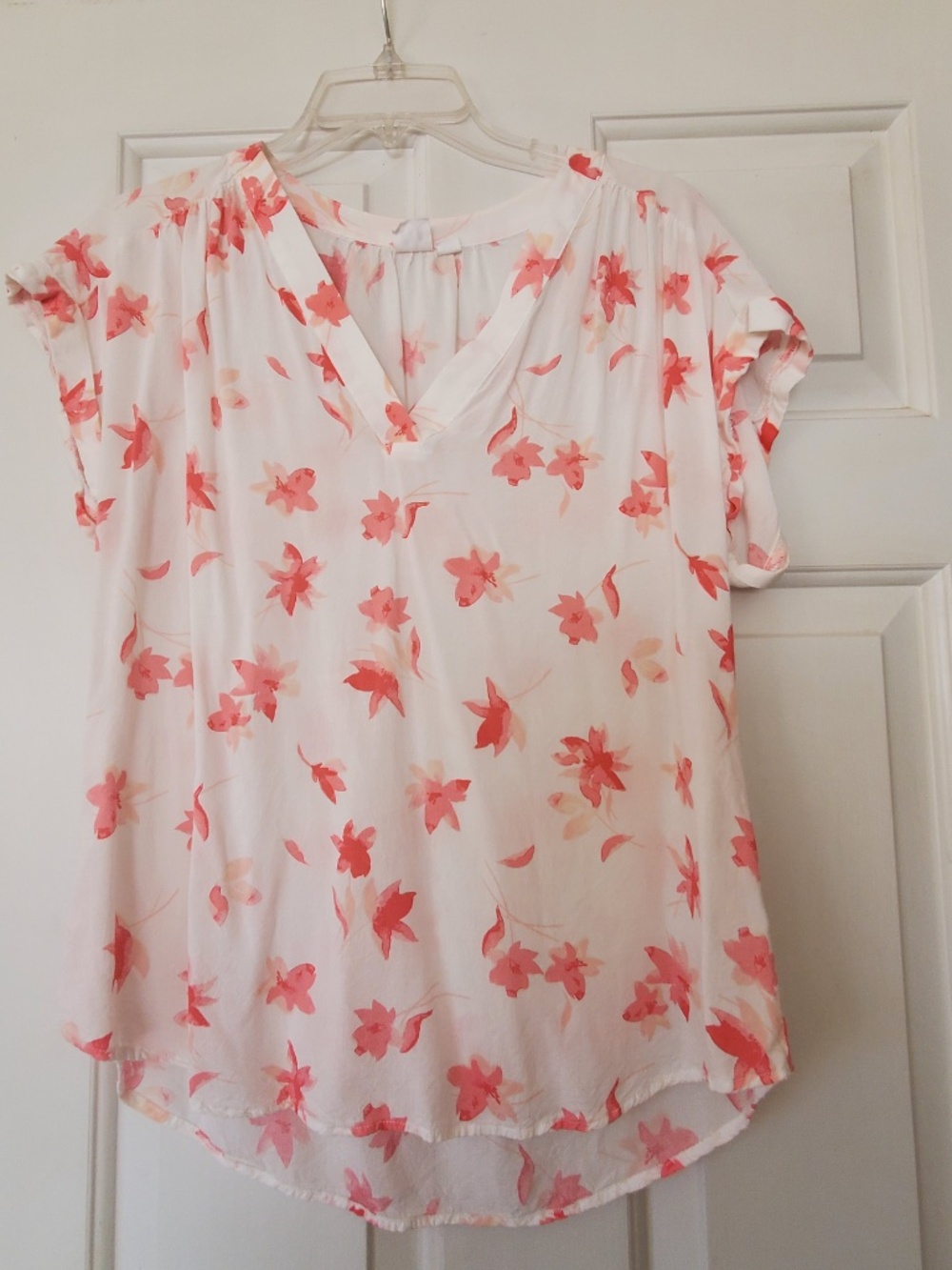GAP Coll Summer Airy Pink White Floral Pullover Top SMALL